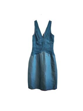 Adrianna Papell Sleeveless Pleated Ruched Shift Dress Back Zip Blue Size 4